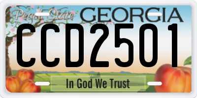 GA license plate CCD2501