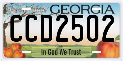 GA license plate CCD2502