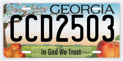 GA license plate CCD2503