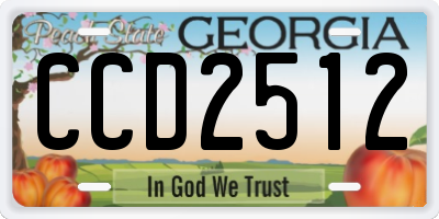 GA license plate CCD2512