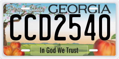 GA license plate CCD2540