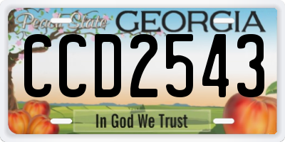 GA license plate CCD2543