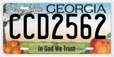 GA license plate CCD2562