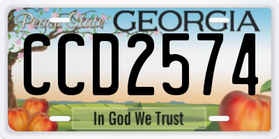 GA license plate CCD2574