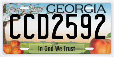 GA license plate CCD2592