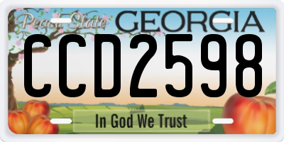 GA license plate CCD2598