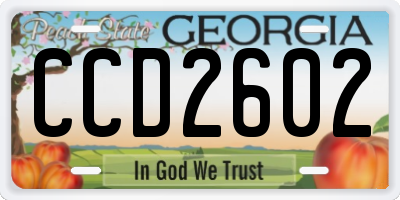 GA license plate CCD2602