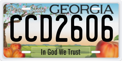 GA license plate CCD2606