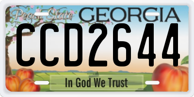 GA license plate CCD2644