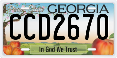 GA license plate CCD2670