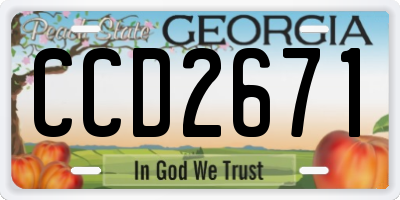 GA license plate CCD2671