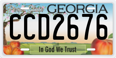 GA license plate CCD2676