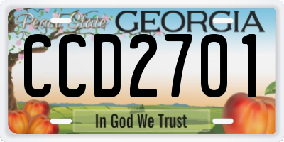 GA license plate CCD2701
