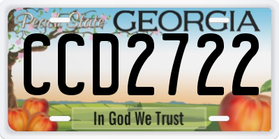 GA license plate CCD2722