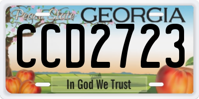GA license plate CCD2723