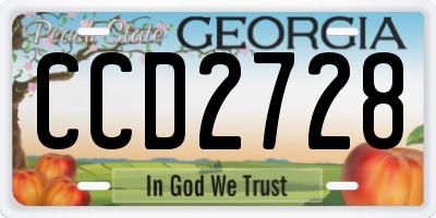 GA license plate CCD2728