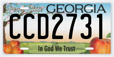 GA license plate CCD2731