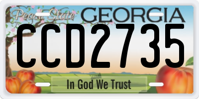 GA license plate CCD2735