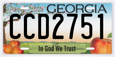 GA license plate CCD2751