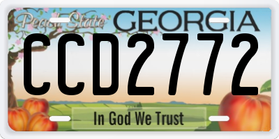 GA license plate CCD2772