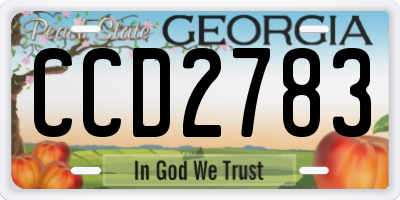 GA license plate CCD2783