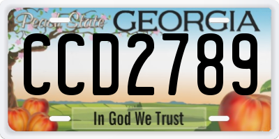 GA license plate CCD2789