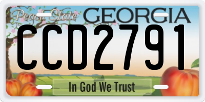 GA license plate CCD2791