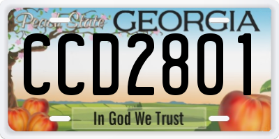 GA license plate CCD2801