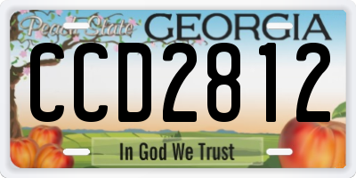 GA license plate CCD2812