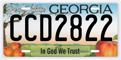 GA license plate CCD2822