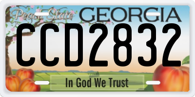 GA license plate CCD2832