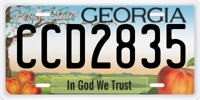 GA license plate CCD2835