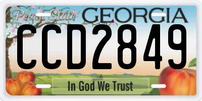 GA license plate CCD2849