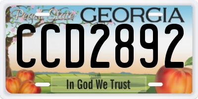 GA license plate CCD2892
