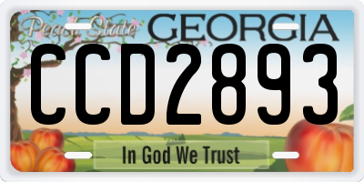 GA license plate CCD2893