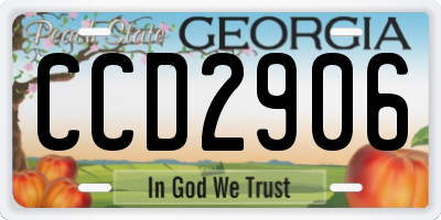 GA license plate CCD2906