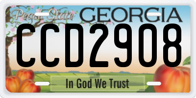 GA license plate CCD2908