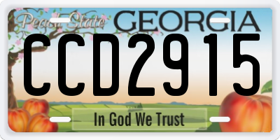 GA license plate CCD2915