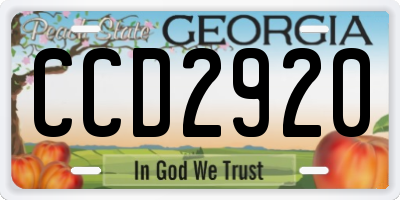 GA license plate CCD2920
