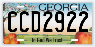 GA license plate CCD2922