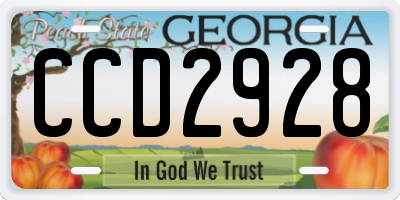 GA license plate CCD2928