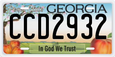 GA license plate CCD2932