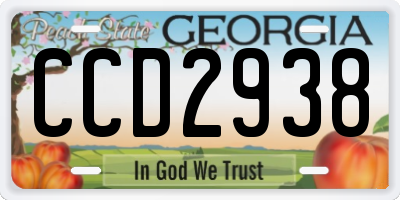 GA license plate CCD2938