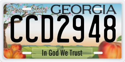 GA license plate CCD2948