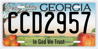 GA license plate CCD2957