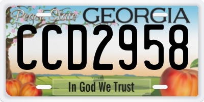 GA license plate CCD2958