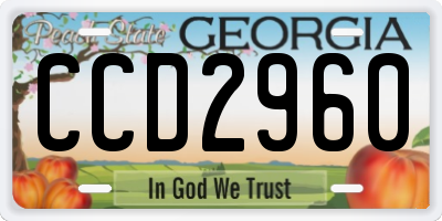 GA license plate CCD2960