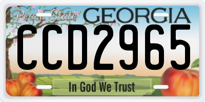 GA license plate CCD2965