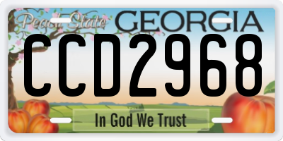 GA license plate CCD2968