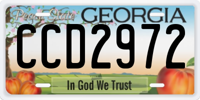 GA license plate CCD2972